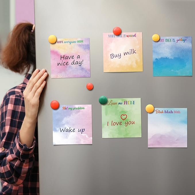 12 Pieces Snarky Office Sticky Notes Funny Note Pads Work Sucks Complaining Quotes Vibrant Negative Passive Office Notepads Adhesive Memo Pad for Colleague Supplies, 3 x 3 Inch(Lovely Style)