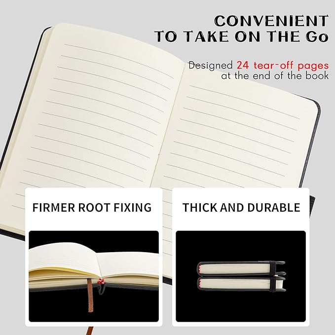 2Pack Pocket Notebook Small Notebook Journal Notebook 4 inches x 5.7 inches 200 Pages Leather Cover With Pen Holder Page Marker Ribbons (Black-withpen)