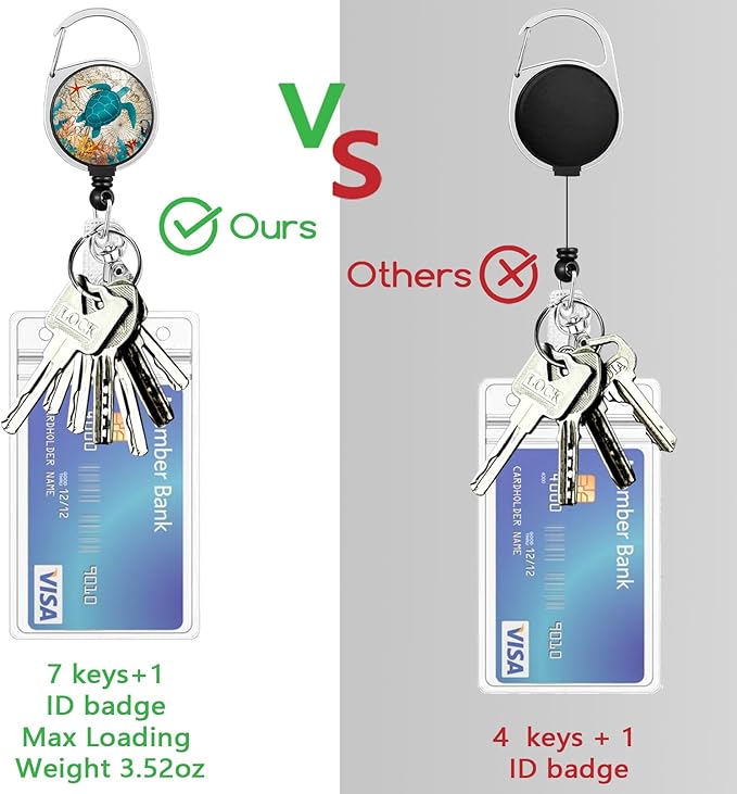 Lanyards for Id Badges, Badge Holder with Retractable Reel Clip, Sea Turtle Cute Card Name Tag Lanyard Vertical ID Card Protector Case for Women Nurse Nursing Doctor Teacher Student Kids