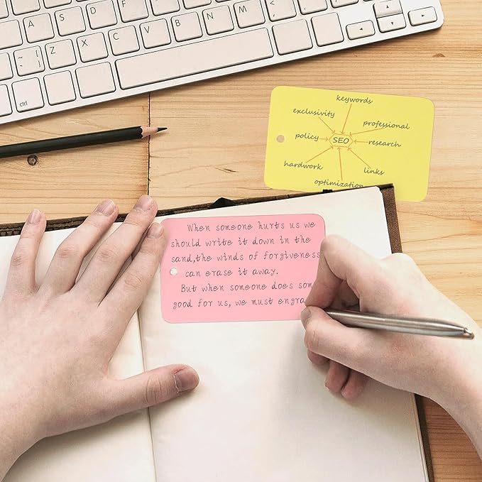 300Pcs Colored Index Cards with Ring, Goefun Blank Flashcards, 6 Color 2.2x3.5 Notecards for Studying, Vocabulary Cards, Memos, Bookmark, Greetings