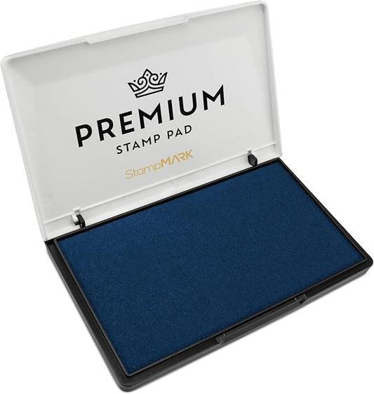 Premium Stamp Pad Large Size 3.5" x 6" - for Traditional Rubber Stamps - Felt Pad Blue Color