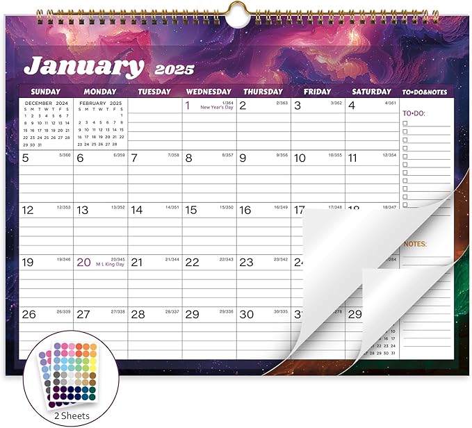 2025 Calendar 12 Month Wall Calendar 2025, Jan to Dec 2025 Calendar with Julian Dates, 14.8" X 11.5" (2025 Wall Calendar Star Dust)