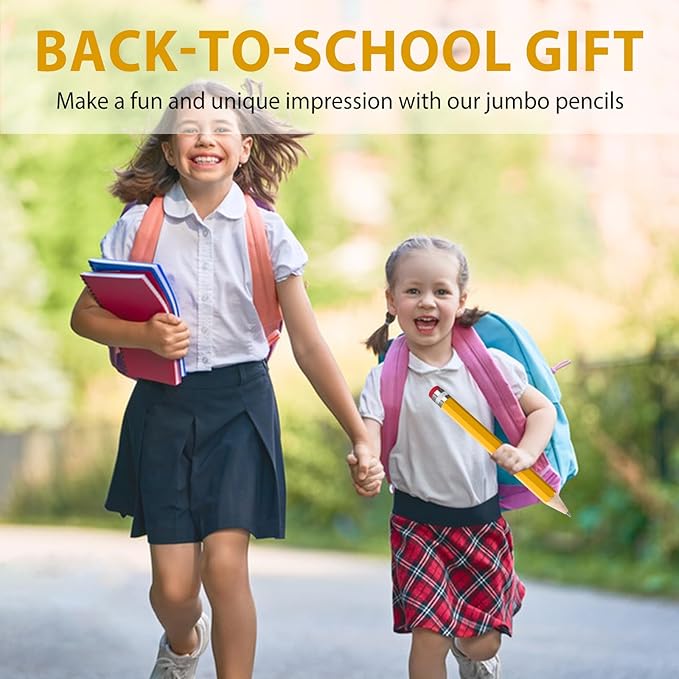 3 Pack Wooden Jumbo Pencils 13.3'' Funny Giant Pencil For Party Favors Novelty Large Pencil For School Home Office Prop Supplies Blue Yellow Orange