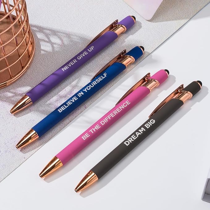 12 Pieces Motivational Inspirational Quotes Snarky Screen Touch Stylus Ballpoint Pens, Office Encouraging Scriptures, Black Ink
