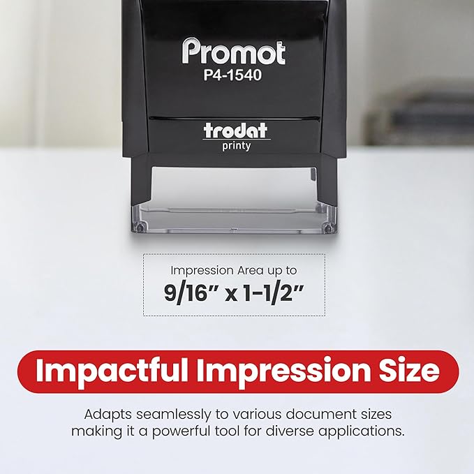 Promot Scanned Self Inking Rubber Stamp - Refillable Scanned Stamper - Business, Bookkeeping, Ordering, Accounting, Work, Office Stamps - Red Ink