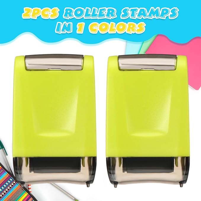 Sherr 2 Handwriting Line Stamp Roller Dashed Handwriting Lines Practice Roller Stamp for Kids, Teachers Kindergarten Education Classroom Back to School Need(2.72 x 2.44 x 1.54 Inch,Green)