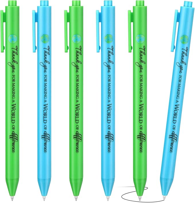 24 Pcs Earth Day Pens Bulk Earth Party Favors Novelty Cute Green Pens Blue Retractable Ballpoint Pen Earth Day Gift Pens for Desk Decoration Accessories Stationery Office, 2 Styles