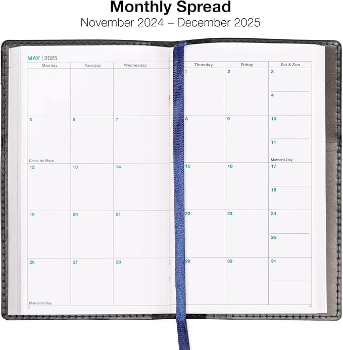 2025 Pocket Planner/Pocket Calendar and Pen, 3.5"x6": Includes 14 Months (November 2024 - December 2025) / 2025 Weekly Planner/Weekly Agenda/Monthly Calendar Organizer (Navy/Black)