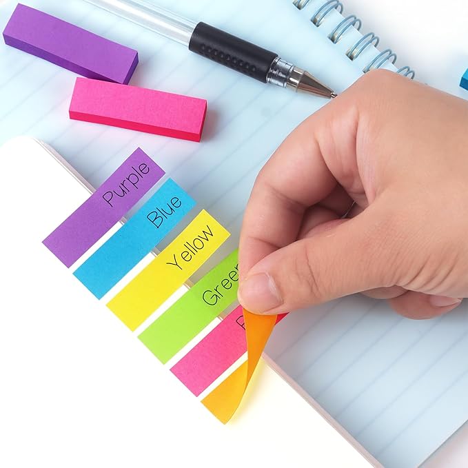 30 Pads 0.5x1.8 Sticky Notes Flags Tabs Page Markers 10 Bright Color Sticky Index Tabs Page Flags 80 Sheet/Pad