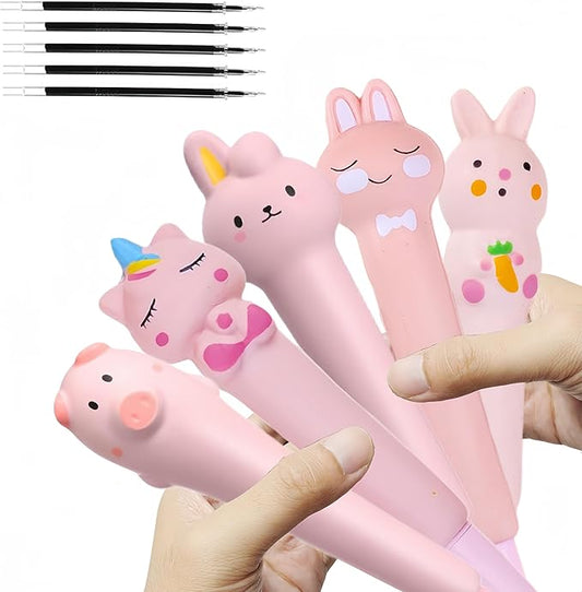 5 Pcs Kawaii Cute Fun Pens for Girls Stationary & Cool Pens for Teenage Girls Gifts for Tweens Girls Easter Baskets Stuffers Pink