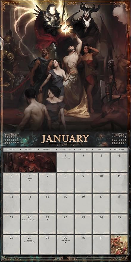 2025 Diablo 4 Wall Calendar & Push Pins