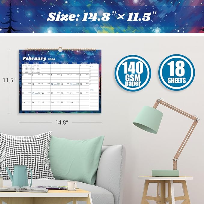 2025 Calendar, Calendar 2024-2025, 18 Months Wall Calendar July 2024 to Dec 2025 Calendar with Julian Dates, 14.8" X 11.5" (Starry Sky)
