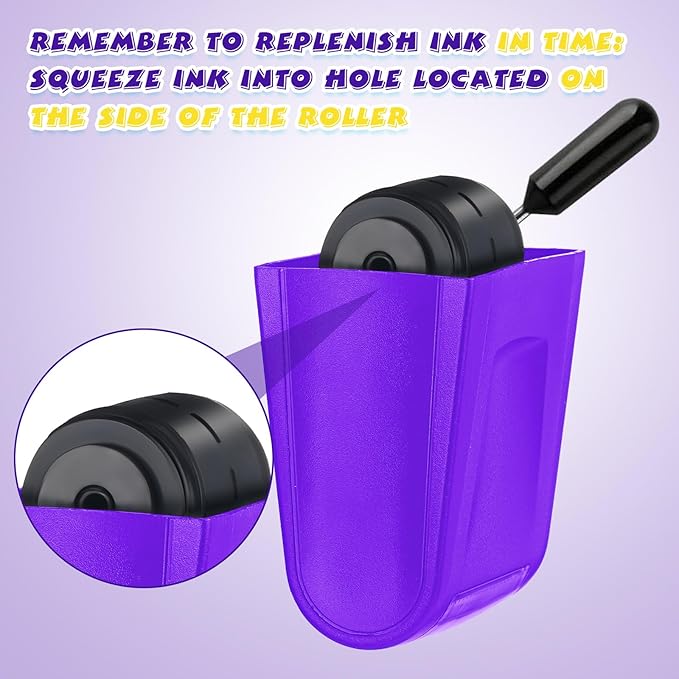Sherr 2 Handwriting Line Stamp Roller Dashed Handwriting Lines Practice Roller Stamp for Kids, Teachers Kindergarten Education Classroom Back to School Need(2.72 x 2.44 x 1.54 Inch,Purple)
