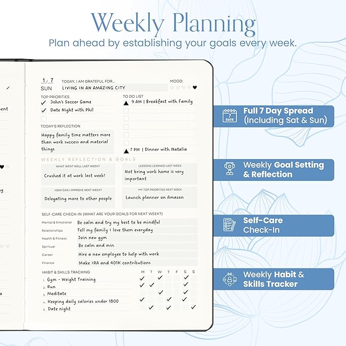 2025-2026 Daily & Weekly Planner - 8.5x11 A4 Size - Mantra Planner (5" x 8", Blue)