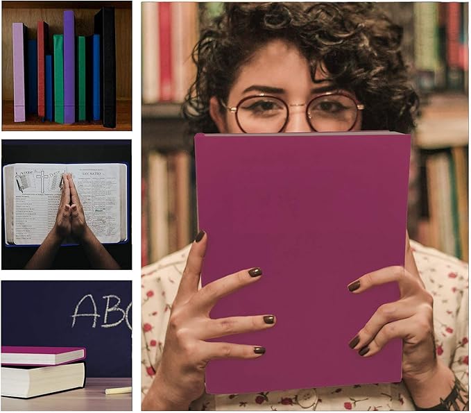 2 Pack Stretchable Book Sleeve Covers, for Paperbacks Hardcover Textbooks up to 9" x 12", Office Supplies with Free Sticker Labels (2 Pack, Blue)