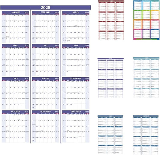 2025 Wall Calendar 34.8" x 22.8" Large Vertical Yearly Wall Hanging Calenda with Julian Date Thick Paper Calendar 12 Month Annual Wall Planner for Wall Office Fridge(Purple)