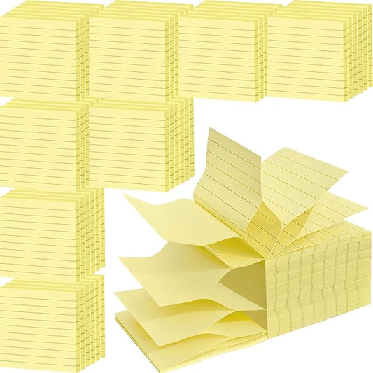 48 Pack 1920 Sheets Pop Up Sticky Notes Lined 3x3 inch Self-Stick Notes Pads Post Lined Sticky Note Pads Accordion Pop Up Notes Refill for Dispenser Home Office School, 80 Sheets/pad (Yellow)