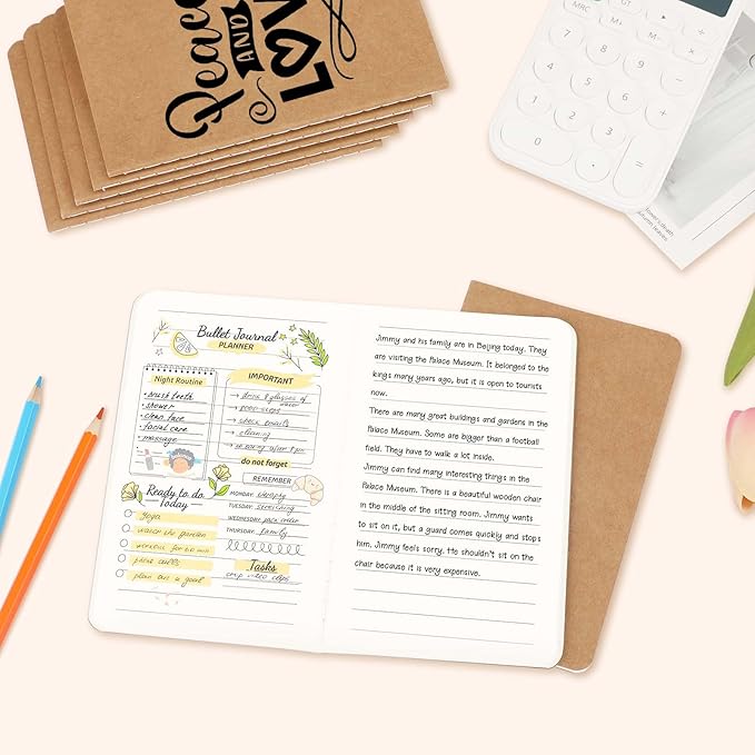 32PCS Mini Notebooks Bulk, 3.5" x 5.5", Brown, 60 Pages Lined Paper Small Pocket Notebook Set, Mini Journal Memo Notepads for Kids, Students, Traveler, School Office Supplies