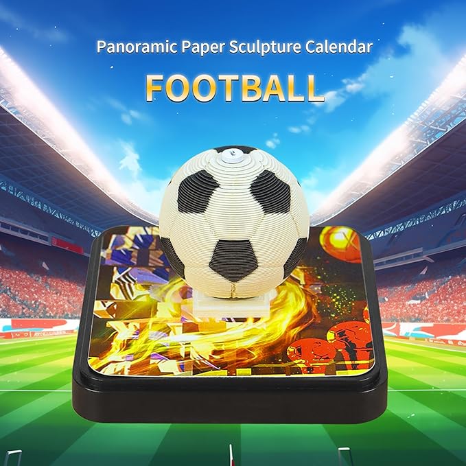 3D Art Calendar Memo Pad 2025,Creative Time Piece Calendar 2025 Desk Calendar,Football Tear Away Paper Carving Calendar 3D Memo Pad Art Notepad DIY Christmas Gift