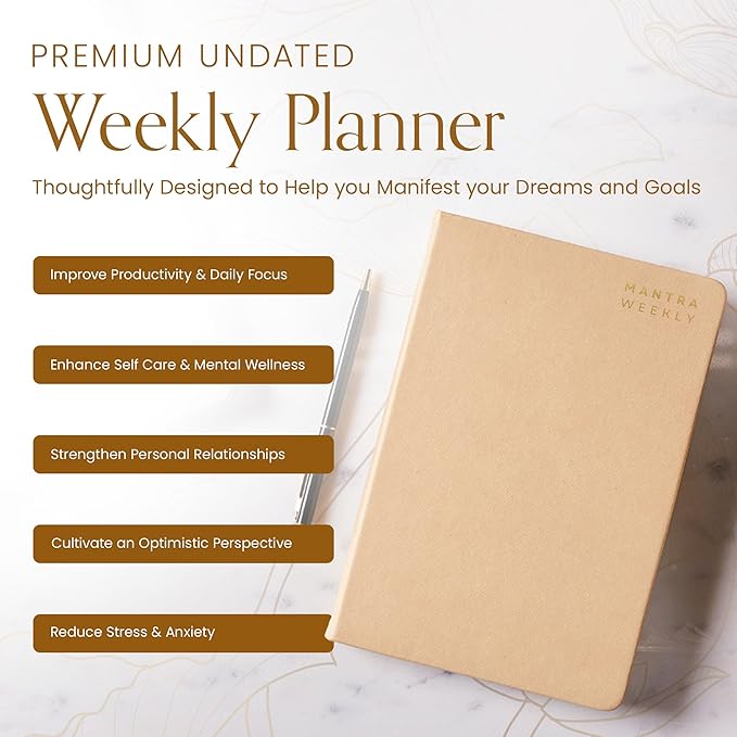 2025 Planner, Daily Journal & Gratitude Journal All-In-One with To Do List, Self Care Prompts & Habit Tracker - 5 x 8 - Orange