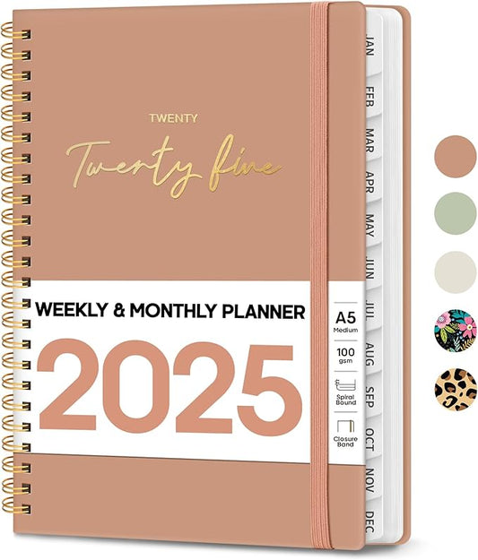 2025 Planner - Weekly and Monthly Planner, January 2025 to December 2025, Spiral Bound 2025 Calendar Planner Book, Inner Pocket, Perfect for Office Home School Supplies - A5 (6.3" x 8.5"), Rose