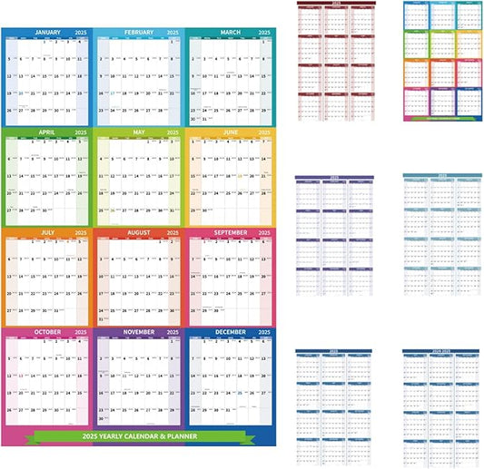 2025 Wall Calendar 34.8" x 22.8" Large Vertical Yearly Wall Hanging Calenda with Julian Date Thick Paper Calendar 12 Month Annual Wall Planner for Wall Office Fridge(Coloured)