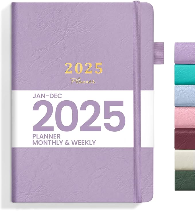 2025 Planner - Weekly and Monthly Planner, January 2025 to December 2025, Hardcover 2025 Calendar Planner Book, Inner Pocket, Perfect for Office Home School Supplies - A5 (5.8" x 8.4"), Purple