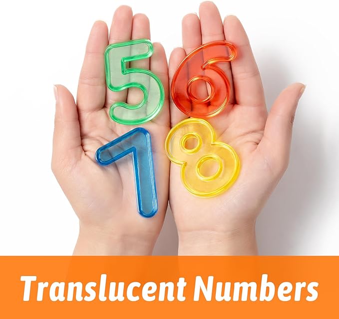 48 Pcs Plastic Numbers and Symbols – Early Math Set - Light Table Manipulatives, Durable ABS Material, Vibrant Translucent Colors for Engaging Learning Experiences