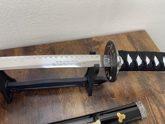 17 inch Stainless Steel Bride's Mini Katana Kill Bill Sword Mini Dagger Letter Opener Table Decor w/Free Display Stand