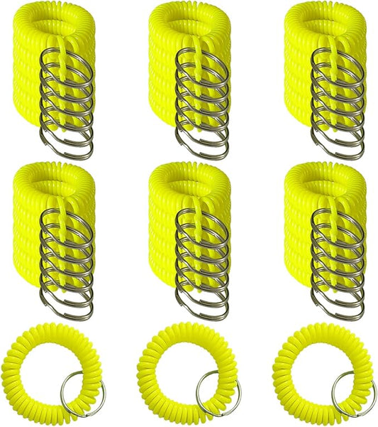 Pack of 36 Colorful Spring Spiral Wrist Coil Key Chain, Wristband Key Ring (Lemon Yellow)