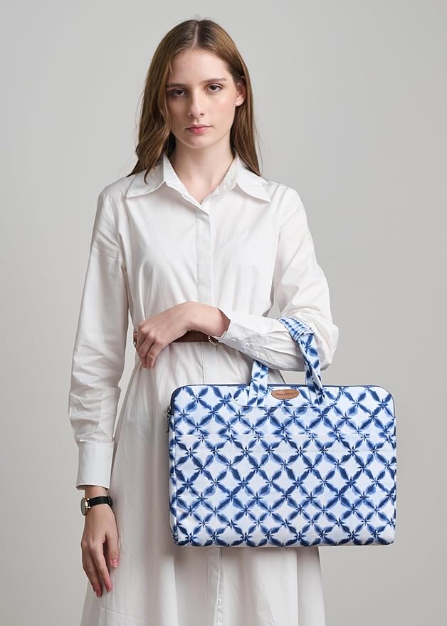 Maison d'Hermine Laptop Bag upto 13.5 inch Stain and water repellent Cotton canvas - shibori