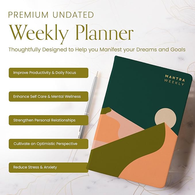 2025 Planner, Daily Journal & Gratitude Journal All-In-One with To Do List, Self Care Prompts & Habit Tracker - 5.8 x 8.3 - Midnight