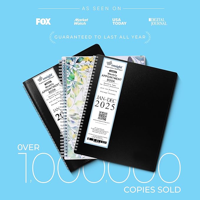 2025 Appointment Book & Planner- Ensight 6.5 x 8.5 inches, Large Tabbed Daily Hourly Weekly Planner, Calendar & Schedule Book 30-Minute time Slots, Business & Personal Planner Jan 2025- Dec 2025- Blue