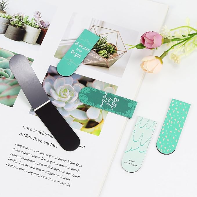 5Pcs Magnetic Bookmarks T-S Bookmarks Page Markers for Fans Readers, Women, Book Lovers, Students Teachers, Funny Office Supplies Stationery Gifts Used in Office, School, Home (Plant)