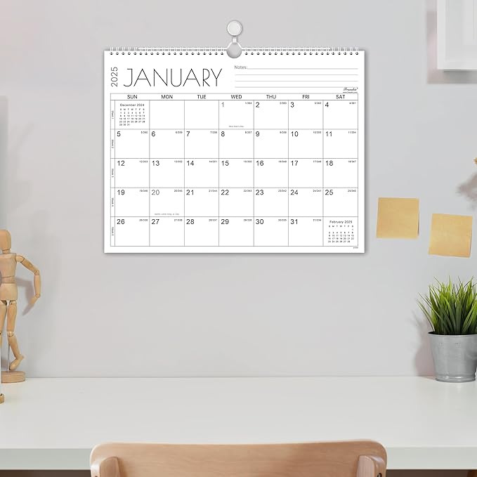2025-2026 Calendar - 24 Months Wall Calendar 2025-2026, JANUARY 2025 - DECEMBER 2026, 14.8'' x 11.5'', Large Blocks with Julian Dates, Premium Paper White