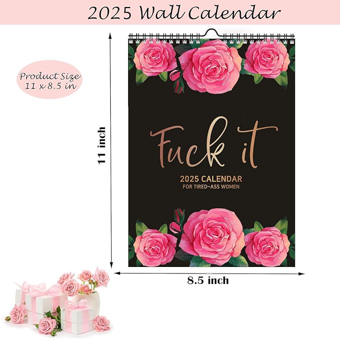 2025 Calendar for Tired-Ass Women | Tired - Ass Women Calendar | Fuck It Calendar, Hang with Ease, Funny Home Office Wall Calendar - White Elephant Gag Gift for Women(RED)