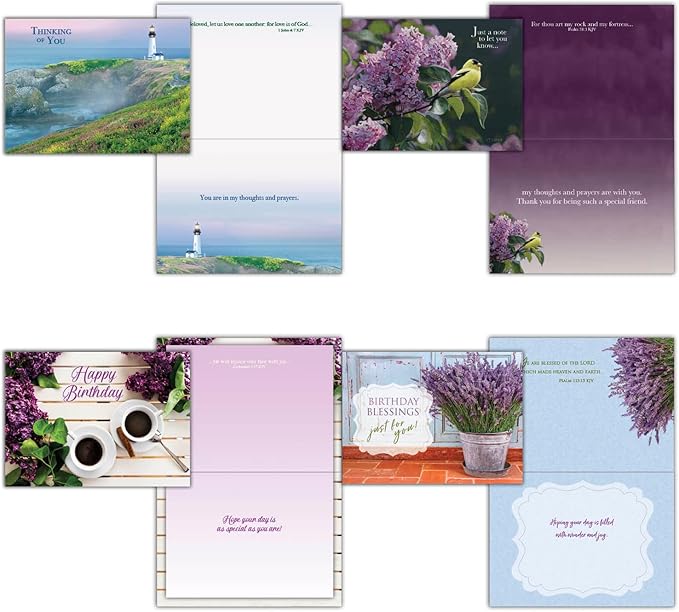 48 All Occasion Religious Greeting Cards Value Pack 1,King James Version Scriptures,Faith Based Greeting Cards,Assorted Designs including Religious Birthday, Thinking of You Cards