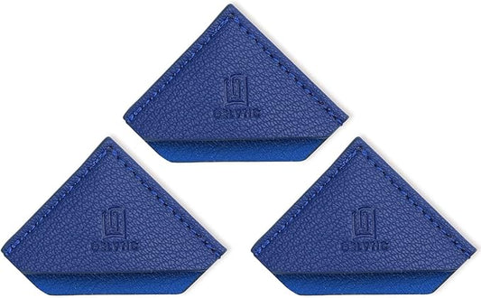 3 Pieces Leather Bookmarks Handmade Page Marker for Men Women, Faux Leather Page Clips Corner Book Markers for Teachers Gift for Writers Bookworm Book Lovers (06-Blue)