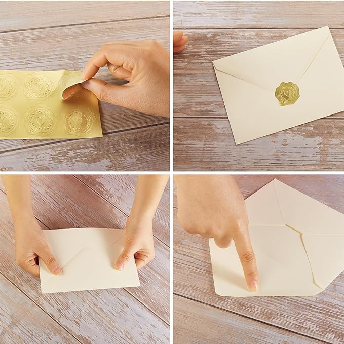 50 Pack Cream A6 Envelopes with Cards 4x6 Thick Folded Cardstock and Gold Stickers for Greeting Cards, Wedding, Birthday, Invitations, Baby Showers (Cream, 4x6)