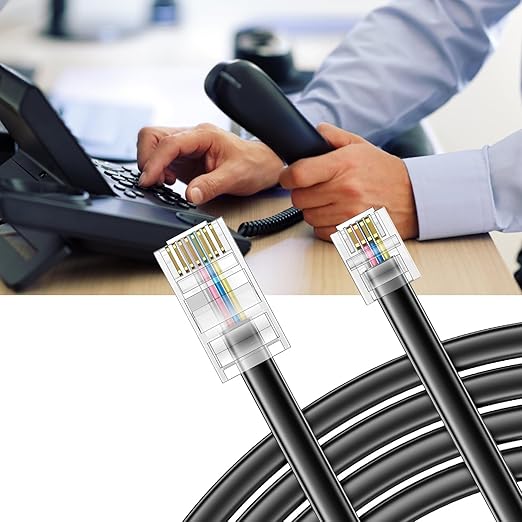15FT - 4Pack Phone Jack to Ethernet Cable Adapter, RJ45 8P4C Male to RJ11 6P4C Male for Landline Telephone Service for Extending, Connecting for Fax or Answering Machine
