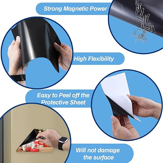 Magnetic Sheets with Adhesive Backing,8.5" x 11"(Pack of 24),30 mil Thick Cuttable Flexible Magnet Sheets for DIY Crafts,Photos and Stickers,Magnetic Paper Sheets with Strong Self Adhesive