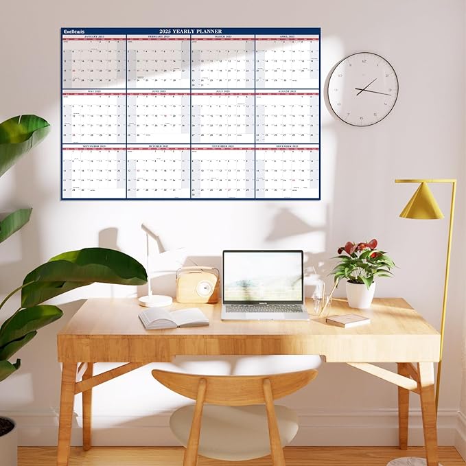 2025 Wall Calendar 32"x48" Wet & Dry Erase Calendar for Wall - Large Yearly Planner 12 Months, 2-Sided Reversible Horizontal Vertical Calendar January to December for Home Office School