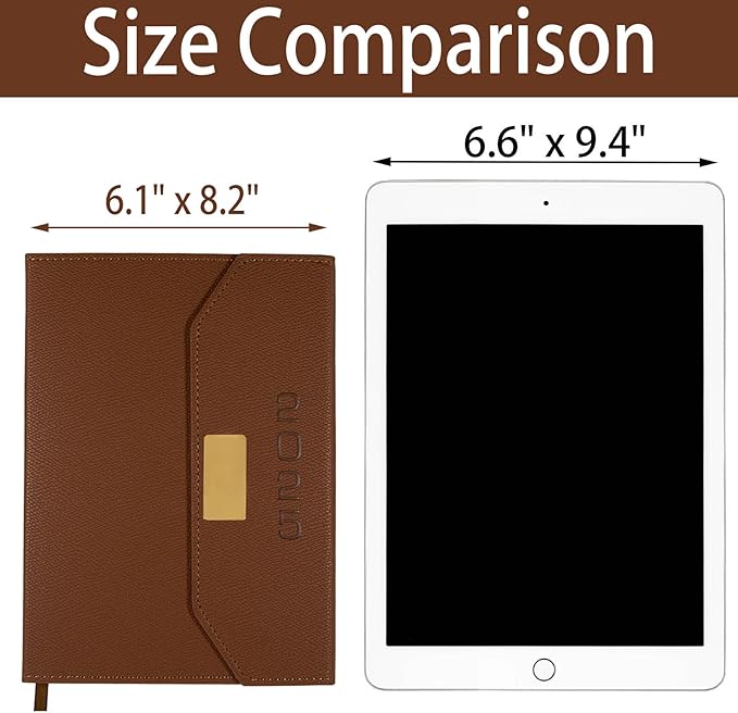 2025 Daily Monthly Planner - Calendar, January - December 2025, 100GSM Thick Paper, Leather Cover, Planner with Hourly Schedule,6.1" x 8.2", Daily Inside Page - Monthly Inside Page, Pen Holder, Bookmarks (Brown)