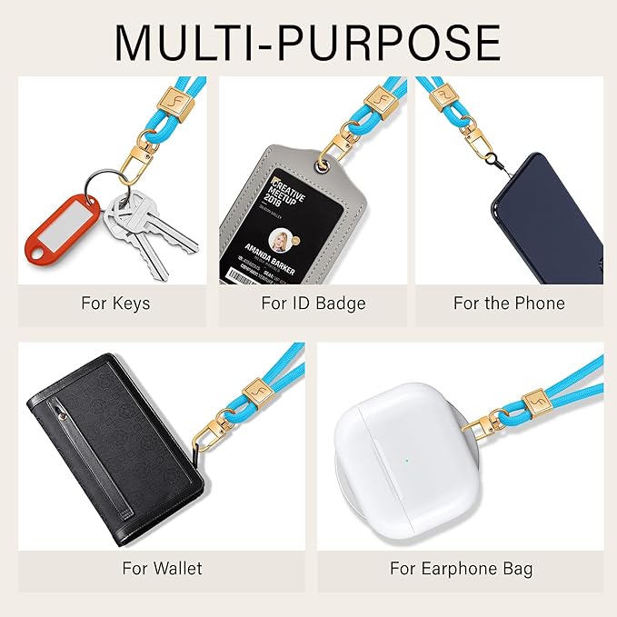 Fishent Keychain Wristlet lanyard, Cute Key Chain Holder, Upgraded Woven Wrist Lanyard for Keys, Wristlet Strap Keychain for Women Men Car Keys ID Badges Card Wallet Phone (Sky Blue)