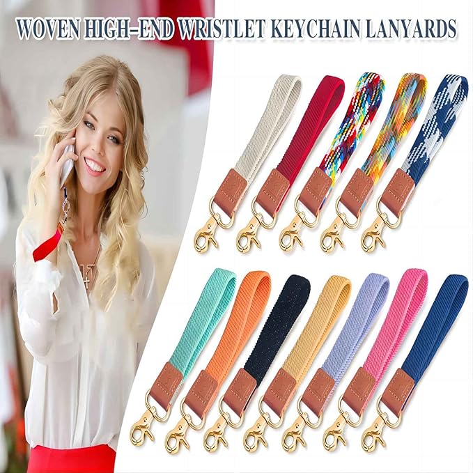 Fishent Stretchy Wristlet Keychain,Braided Cute Wrist Lanyards for Keys, Key Chain Holder for Women Men, Wrist Strap Keychain for Car Keys Phone Camera Wallet ID Badges Card (Starry Night)