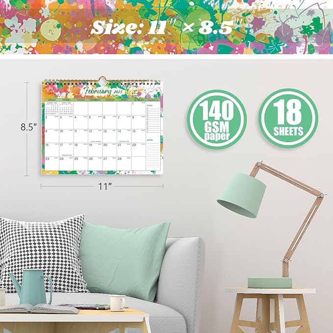 2025 Calendar 18 Month Wall Calendar 2025-2026, January 2025 to June 2026 Calendar with Julian Dates, 11" X 8.5" (2025-2026 Wall Calendar Colorful)