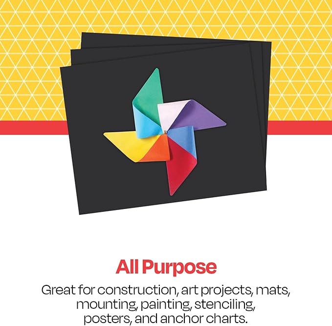 School Smart Railroad Board, 22 x 28 Inches, 6-Ply, Black, Pack of 25