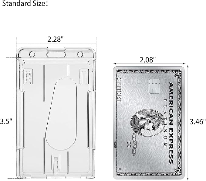 VIQWYIC 8 Pcs Vertical Card Holder, Hard Plastic Clear Badge Holders ID Card Badge Holder, Lanyard Card Holder, Transparent