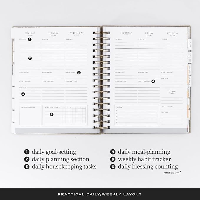 2025 Daily Weekly Christian Agenda Planner (Linen)