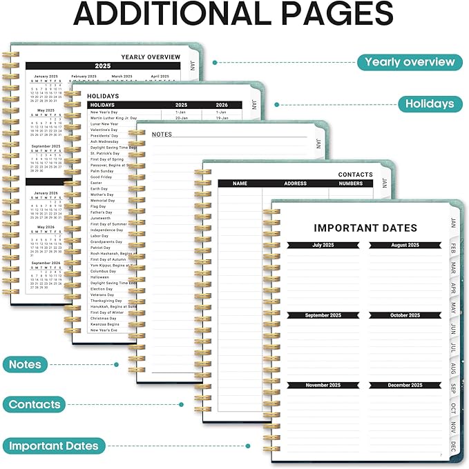 2025 Planner, Weekly and Monthly Planner, 12 Month (Jan 2025 - Dec 2025), Hardcover 2025 Calendar Planner Book with Monthly Tabs, Inner Pocket, Spiral Bound, Perfect for Office Home School Supplies - A5 (6.3" x 8.5"), Whale